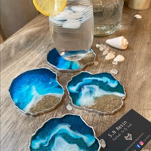 Other - Resin Beach Coaster, Set of 4, handmade